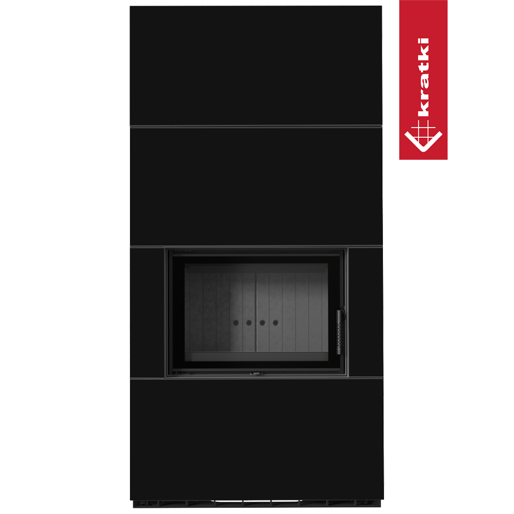 Kaminbausatz KRATKI FLOKI BOX 8 kW Ø 160 Quarzsinter NERO ASSOLUTO schwarz Verkleidung