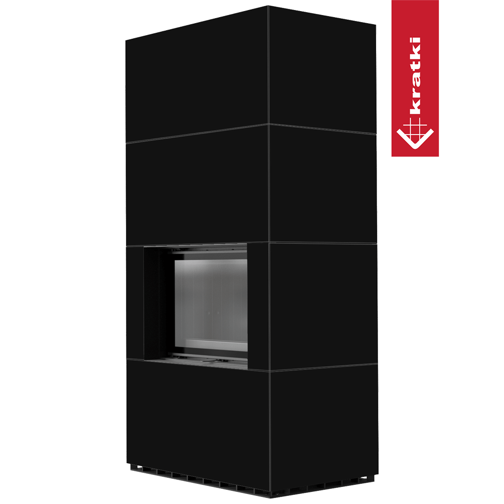 Kaminbausatz KRATKI FLOKI BOX 8 kW Ø 160 Quarzsinter NERO ASSOLUTO schwarz Verkleidung