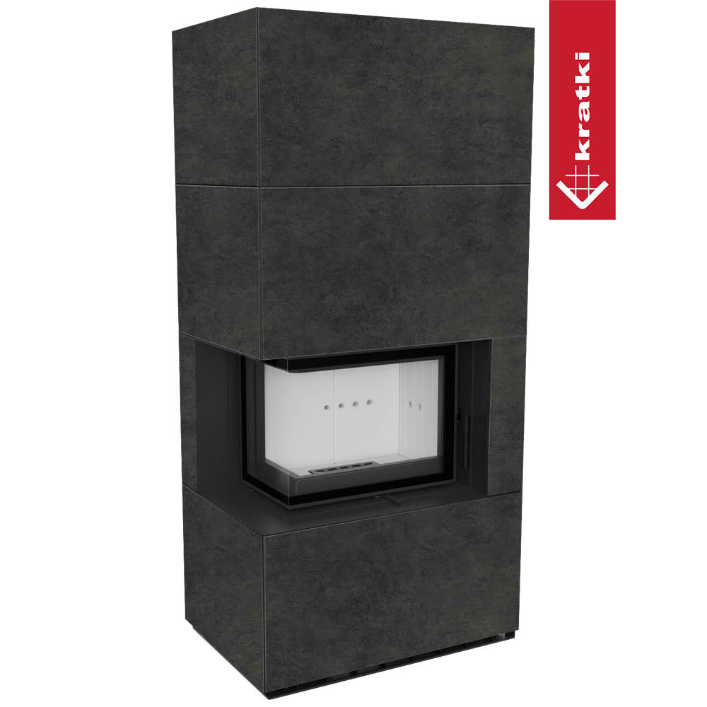 Kaminbausatz KRATKI FLOKI BOX links 8 kW Ø 160 Quarzsinter FOKOS GRAFITE