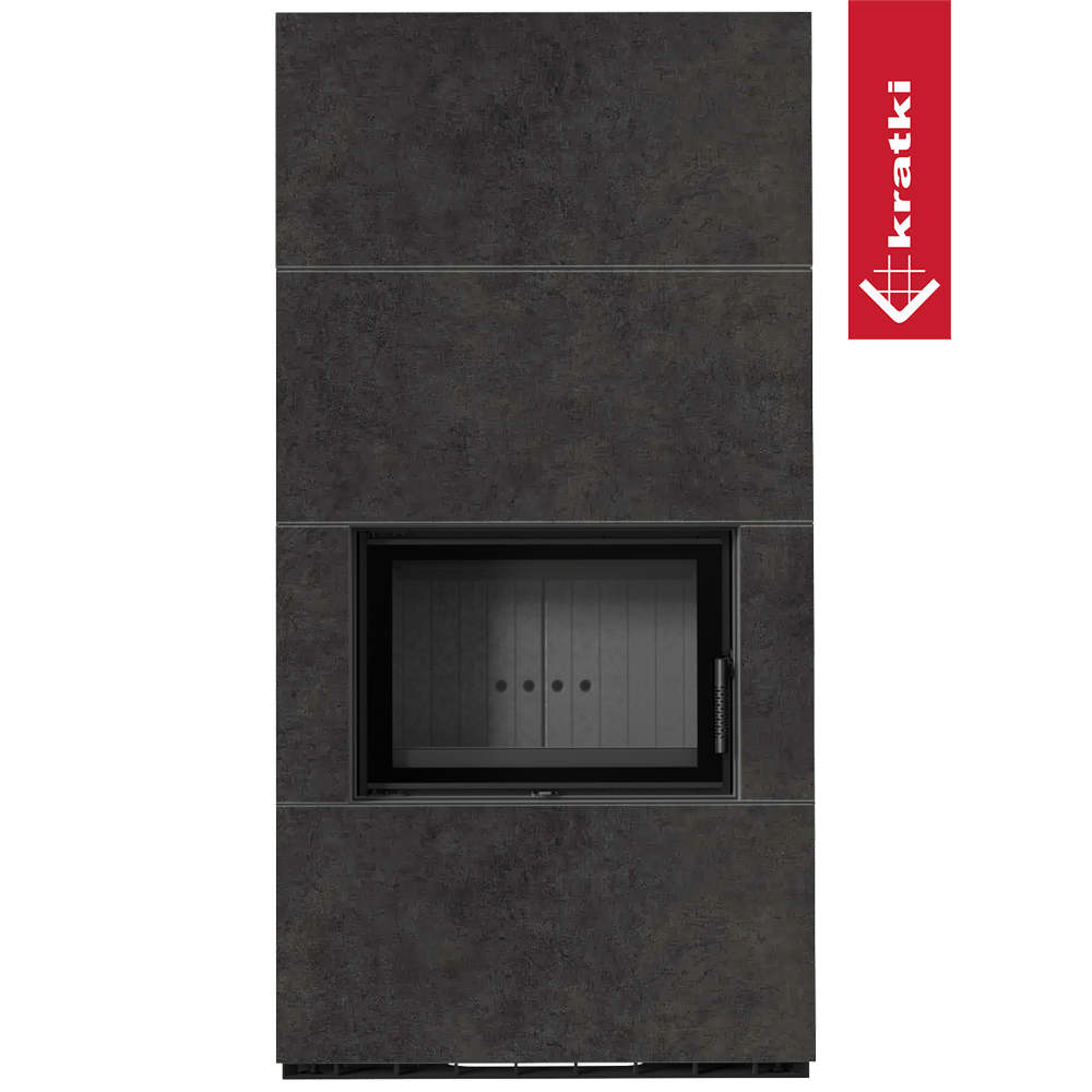 Kaminbausatz KRATKI FLOKI BOX 8 kW Ø 160 Quarzsinter FOKOS GRAFITE schwarz Verkleidung