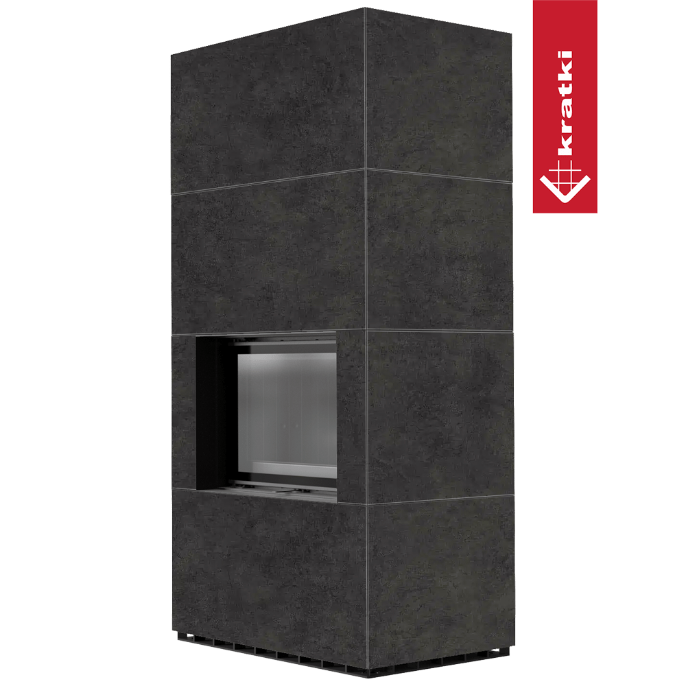 Kaminbausatz KRATKI FLOKI BOX 8 kW Ø 160 Quarzsinter FOKOS GRAFITE schwarz Verkleidung