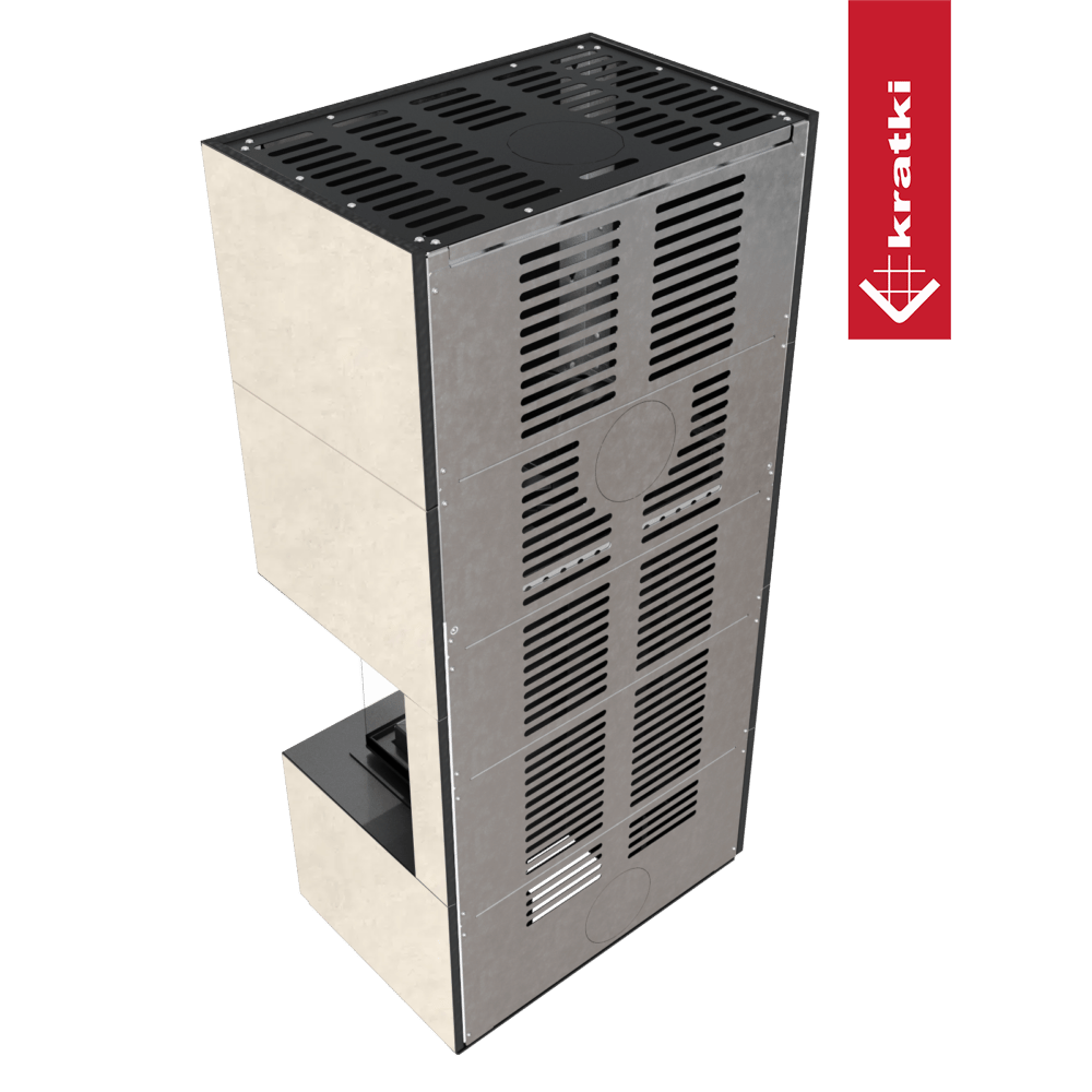 Kaminbausatz KRATKI FLOKI BOX rechts 8 kW Ø 160 Quarzsinter FOKOS TALCO
