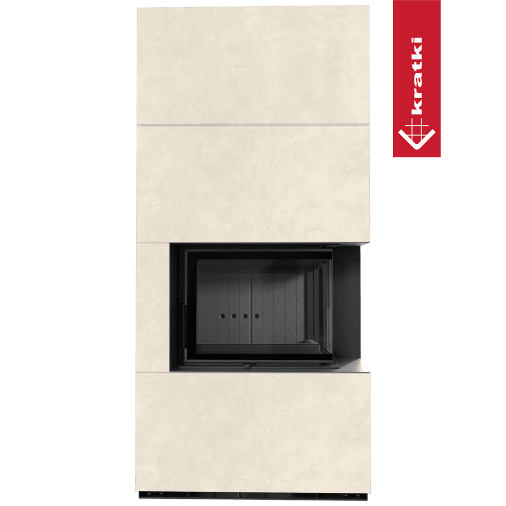 Kaminbausatz KRATKI FLOKI BOX rechts 8 kW Ø 160 Quarzsinter FOKOS TALCO schwarz Verkleidung