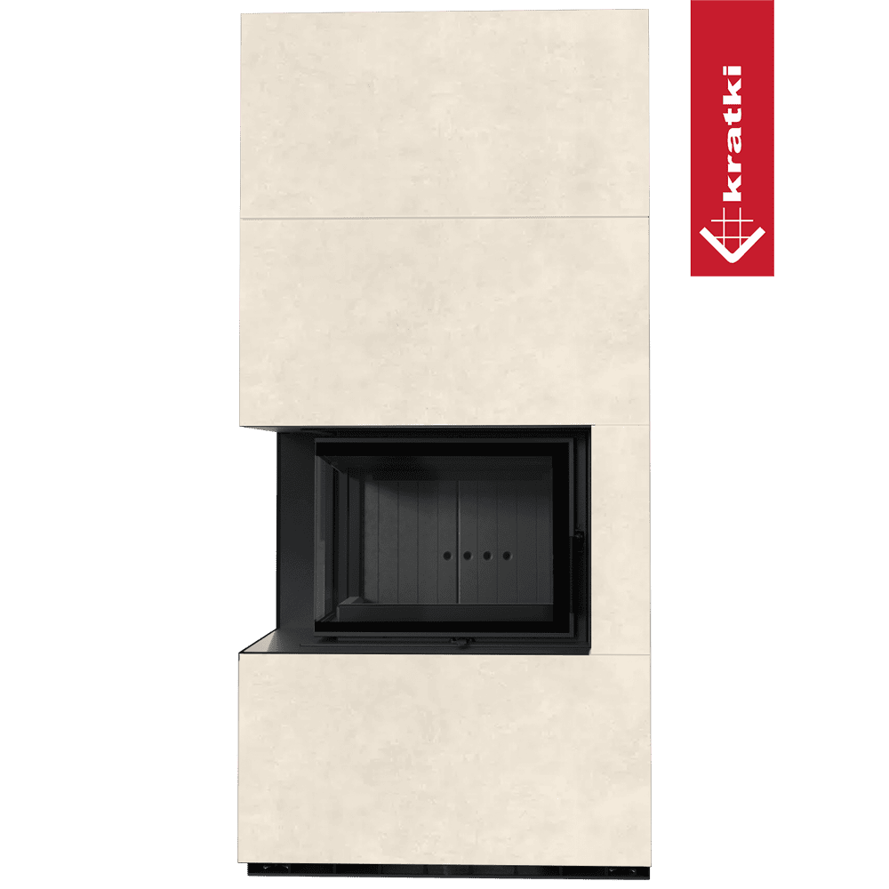 Kaminbausatz KRATKI FLOKI BOX links 8 kW Ø 160 Quarzsinter FOKOS TALCO schwarz Verkleidung