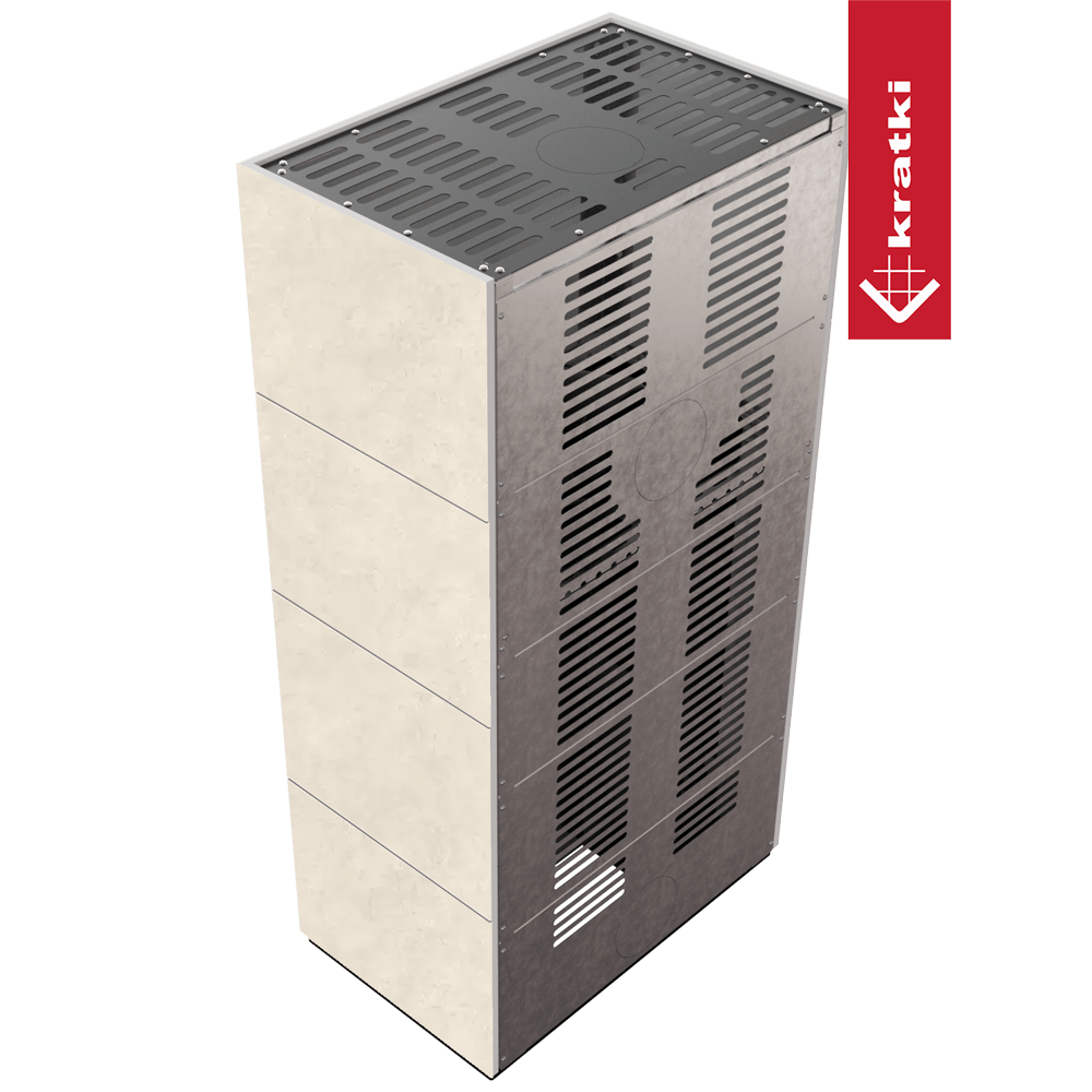 Kaminbausatz KRATKI FLOKI BOX 8 kW Ø 160 Quarzsinter FOKOS TALCO schwarz Verkleidung