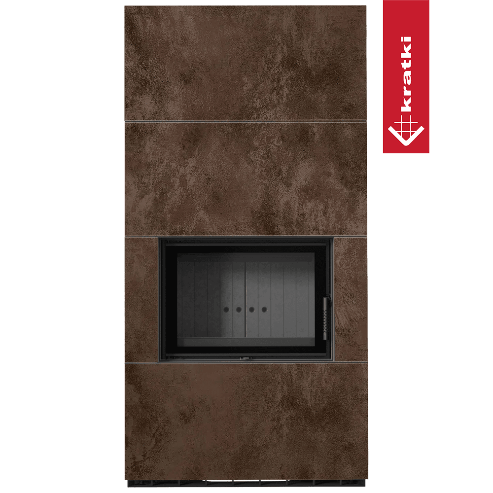 Kaminbausatz KRATKI FLOKI BOX 8 kW Ø 160 Quarzsinter OXIDE MORO schwarz Verkleidung