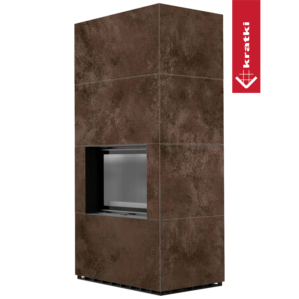 Kaminbausatz KRATKI FLOKI BOX 8 kW Ø 160 Quarzsinter OXIDE MORO schwarz Verkleidung