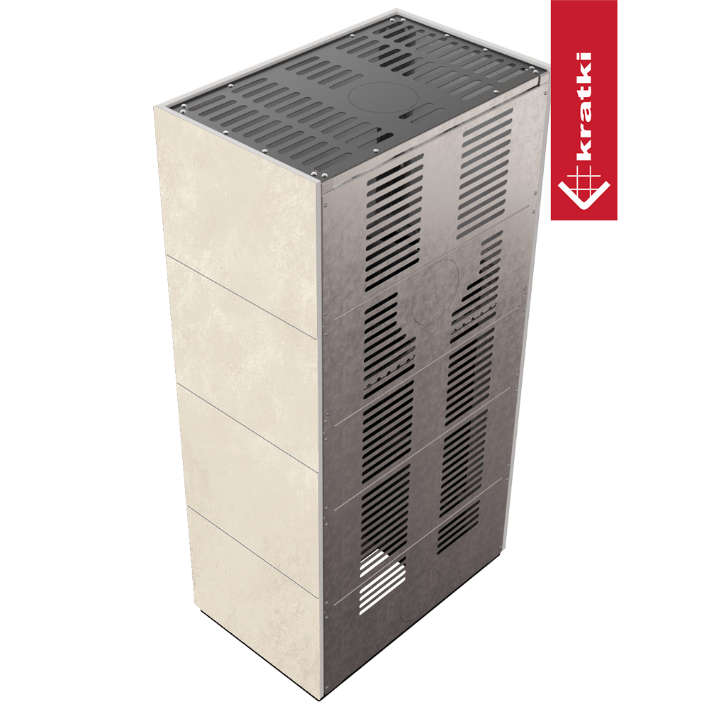 Kaminbausatz KRATKI FLOKI BOX 8 kW Ø 160 Quarzsinter OXIDE BIANCO