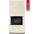 Kaminbausatz KRATKI FLOKI BOX links 8 kW Ø 160 Quarzsinter OXIDE BIANCO schwarz Verkleidung