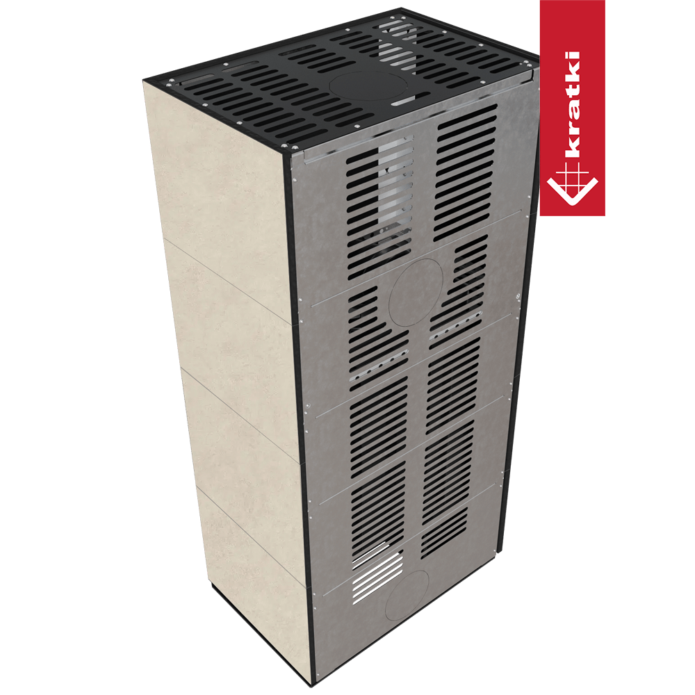 Kaminbausatz KRATKI FLOKI BOX links 8 kW Ø 160 Quarzsinter FOKOS SALE schwarz Verkleidung