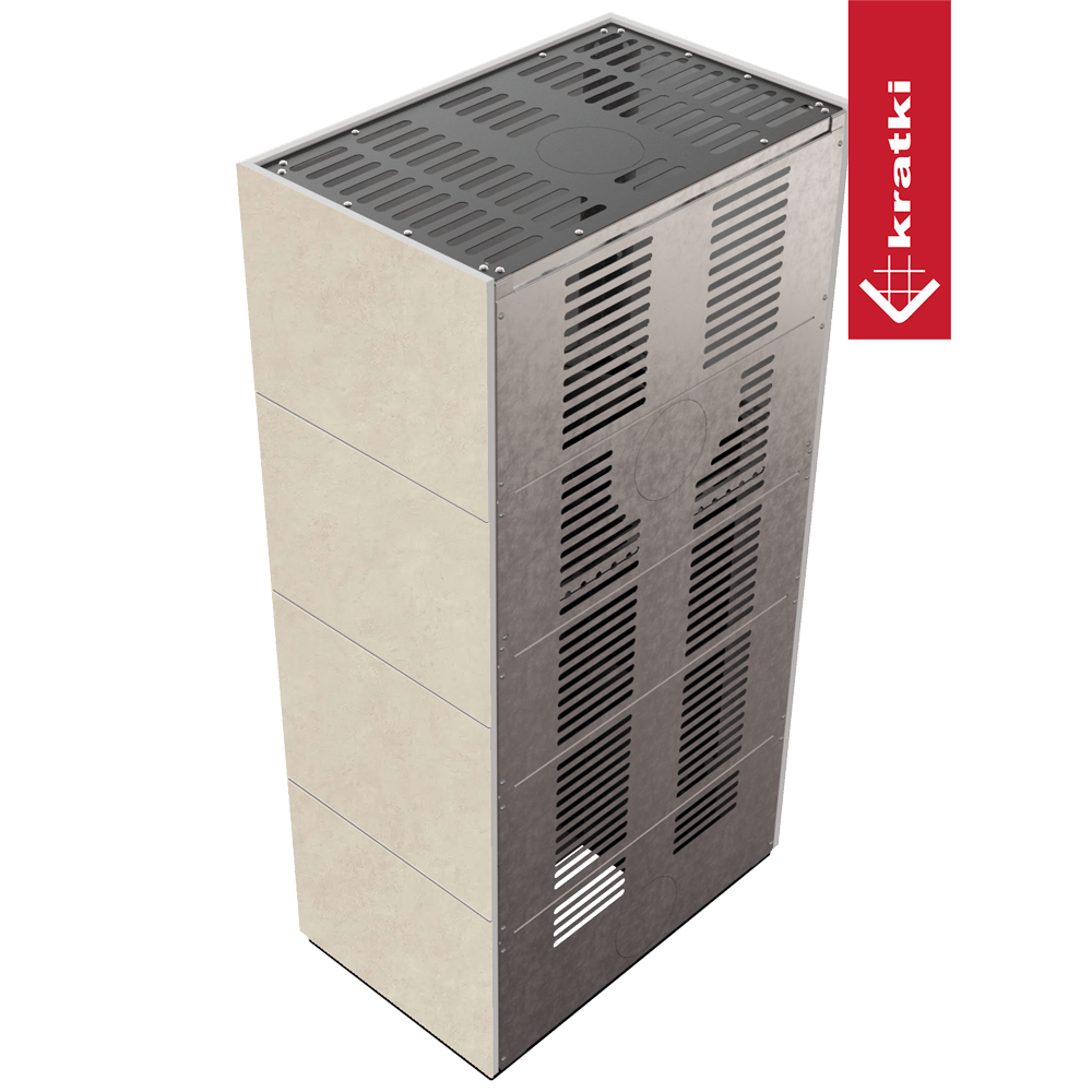 Kaminbausatz KRATKI FLOKI BOX 8 kW Ø 160 Quarzsinter FOKOS SALE schwarz Verkleidung