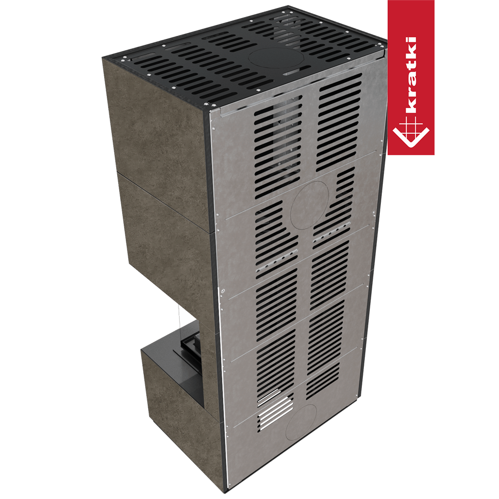 Kaminbausatz KRATKI FLOKI BOX rechts 8 kW Ø 160 Quarzsinter FOKOS PIOKRATKI MBO