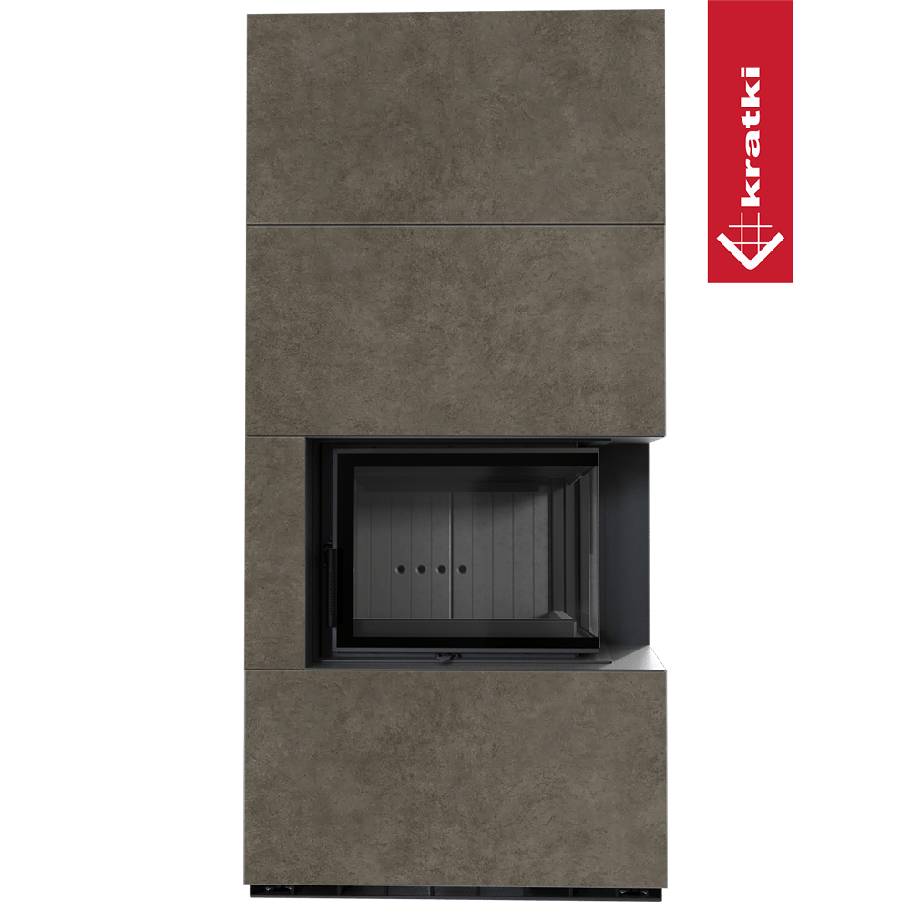 Kaminbausatz KRATKI FLOKI BOX rechts 8 kW Ø 160 Quarzsinter FOKOS PIOKRATKI MBO schwarz Verkleidung