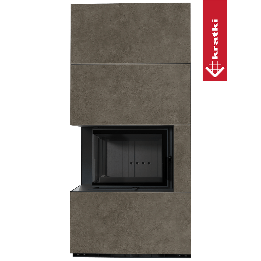 Kaminbausatz KRATKI FLOKI BOX links 8 kW Ø 160 Quarzsinter FOKOS PIOKRATKI MBO schwarz Verkleidung