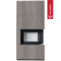 Kaminbausatz KRATKI FLOKI BOX rechts 8 kW Ø 160 Quarzsinter NATURALI PIETRA DI SAVOIA GRIGIA BOCCIARDATA