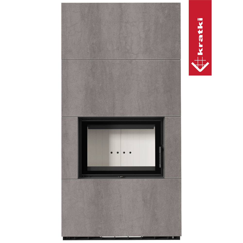 Kaminbausatz KRATKI FLOKI BOX 8 kW Ø 160 Quarzsinter NATURALI PIETRA DI SAVOIA GRIGIA BOCCIARDATA