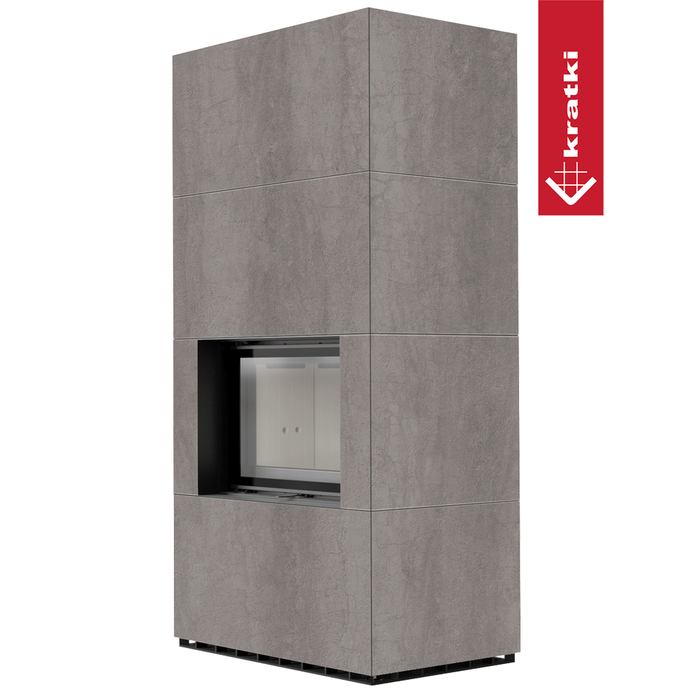 Kaminbausatz KRATKI FLOKI BOX 8 kW Ø 160 Quarzsinter NATURALI PIETRA DI SAVOIA GRIGIA BOCCIARDATA