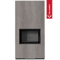 Kaminbausatz KRATKI FLOKI BOX 8 kW Ø 160 Quarzsinter NATURALI PIETRA DI SAVOIA GRIGIA BOCCIARDATA schwarz Verkleidung