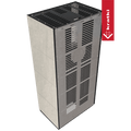 Kaminbausatz KRATKI FLOKI BOX links 8 kW Ø 160 Quarzsinter NATURALI PIETRA DI SAVOIA PERLA BOCCIARDATA