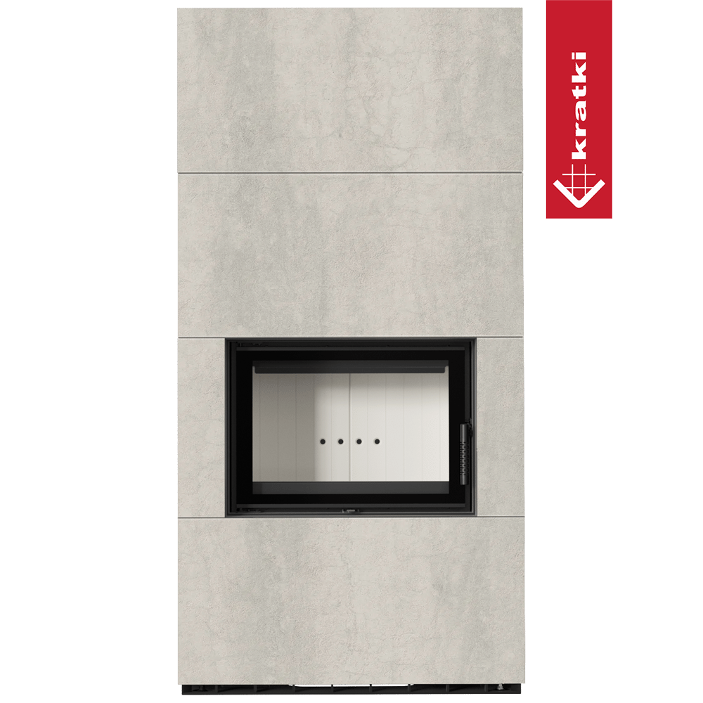 Kaminbausatz KRATKI FLOKI BOX 8 kW Ø 160 Quarzsinter NATURALI PIETRA DI SAVOIA PERLA BOCCIARDATA