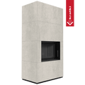 Kaminbausatz KRATKI FLOKI BOX 8 kW Ø 160 Quarzsinter NATURALI PIETRA DI SAVOIA PERLA BOCCIARDATA schwarz Verkleidung