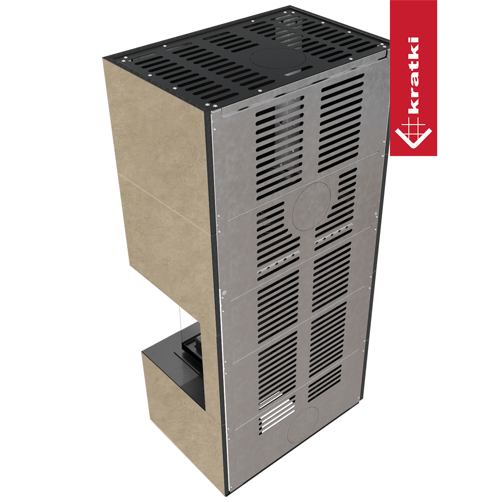 Kaminbausatz KRATKI FLOKI BOX rechts 8 kW Ø 160 Quarzsinter FOKOS RENA