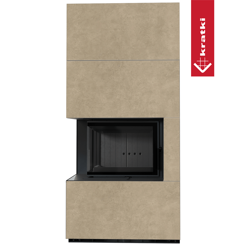 Kaminbausatz KRATKI FLOKI BOX links 8 kW Ø 160 Quarzsinter FOKOS RENA schwarz Verkleidung