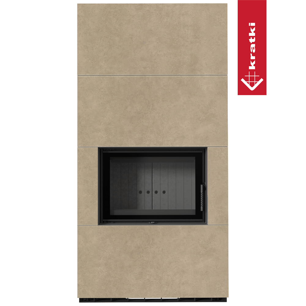 Kaminbausatz KRATKI FLOKI BOX 8 kW Ø 160 Quarzsinter FOKOS RENA schwarz Verkleidung