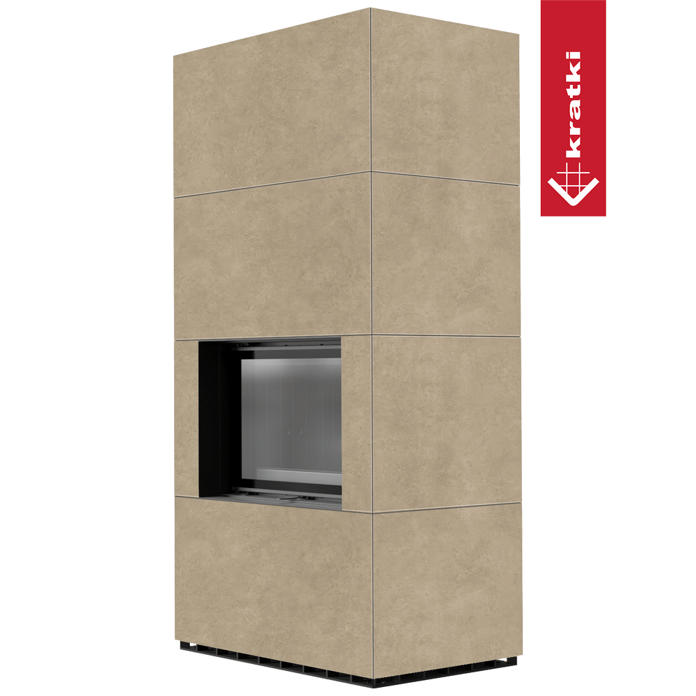 Kaminbausatz KRATKI FLOKI BOX 8 kW Ø 160 Quarzsinter FOKOS RENA schwarz Verkleidung