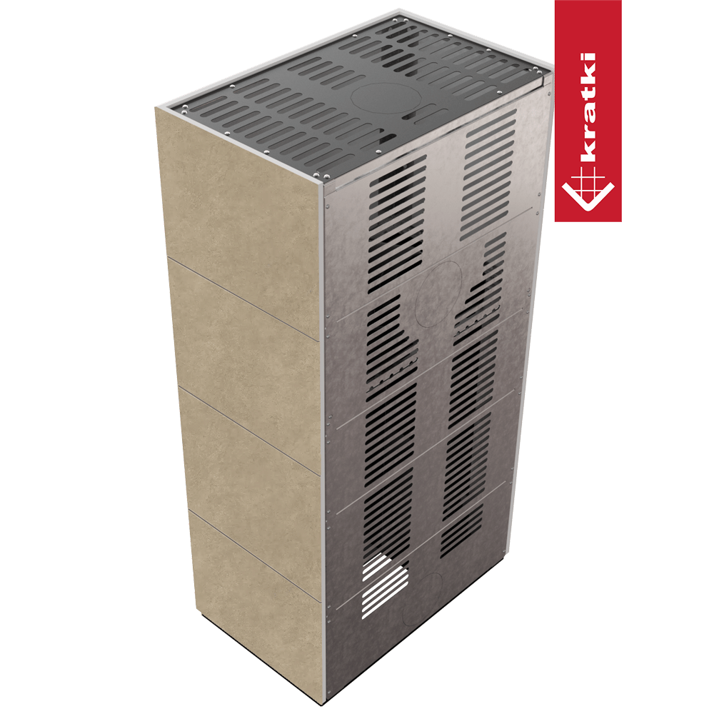 Kaminbausatz KRATKI FLOKI BOX 8 kW Ø 160 Quarzsinter FOKOS RENA schwarz Verkleidung