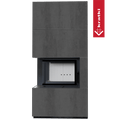 Kaminbausatz KRATKI FLOKI BOX links 8 kW Ø 160 Quarzsinter NATURALI PIETRA DI SAVOIA ANTRANCITE BOCCIARDATA