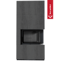 Kaminbausatz KRATKI FLOKI BOX rechts 8 kW Ø 160 Quarzsinter NATURALI PIETRA DI SAVOIA ANTRANCITE BOCCIARDATA schwarz Verkleidung