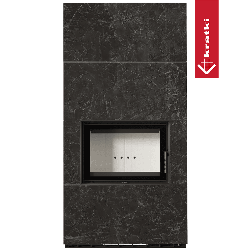 Kaminbausatz KRATKI FLOKI BOX 8 kW Ø 160 Quarzsinter NATURALI NERO GRECO