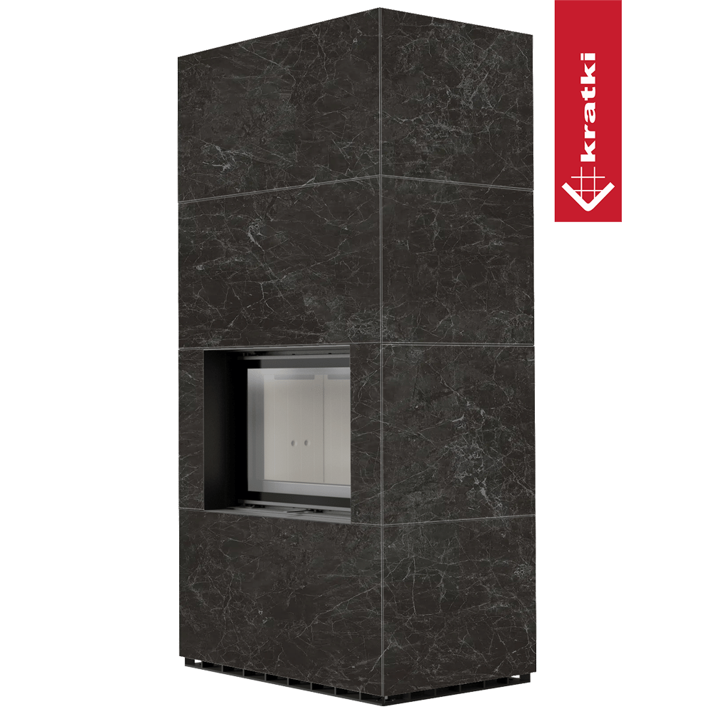 Kaminbausatz KRATKI FLOKI BOX 8 kW Ø 160 Quarzsinter NATURALI NERO GRECO