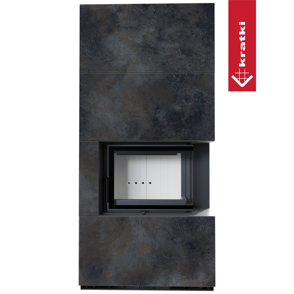 Kaminbausatz KRATKI FLOKI BOX rechts 8 kW Ø 160 Quarzsinter OSSIDO NERO