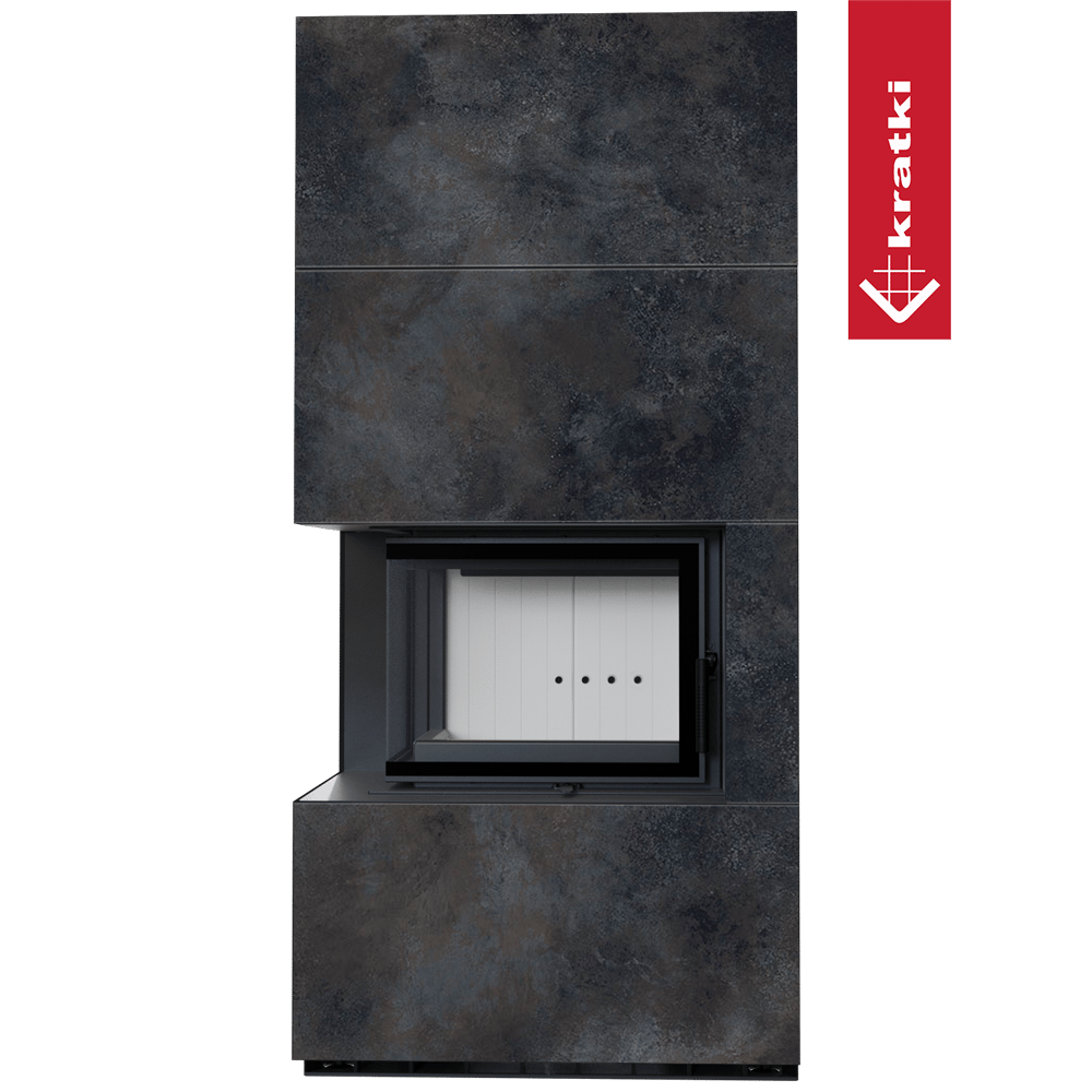 Kaminbausatz KRATKI FLOKI BOX links 8 kW Ø 160 Quarzsinter OSSIDO NERO