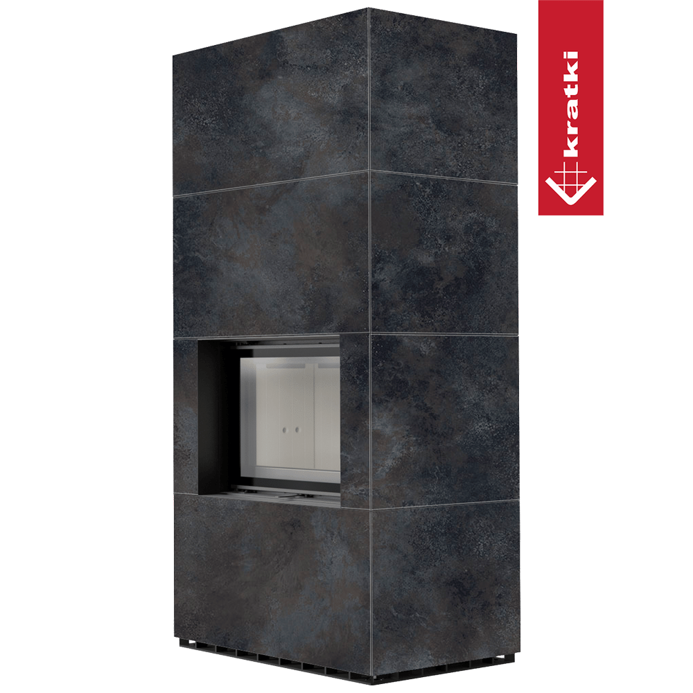 Kaminbausatz KRATKI FLOKI BOX 8 kW Ø 160 Quarzsinter OSSIDO NERO