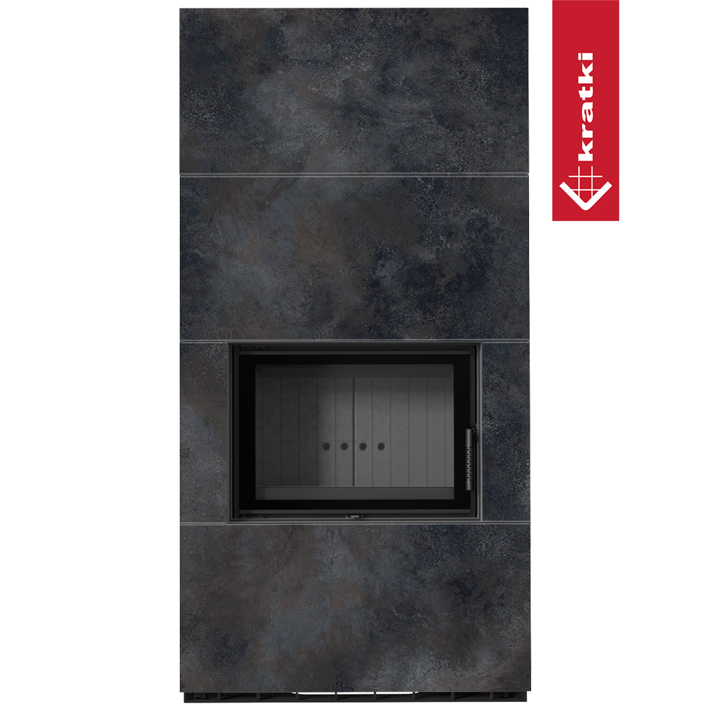 Kaminbausatz KRATKI FLOKI BOX 8 kW Ø 160 Quarzsinter OSSIDO NERO schwarz Verkleidung