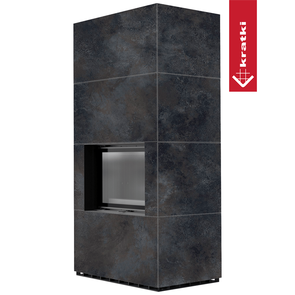 Kaminbausatz KRATKI FLOKI BOX 8 kW Ø 160 Quarzsinter OSSIDO NERO schwarz Verkleidung