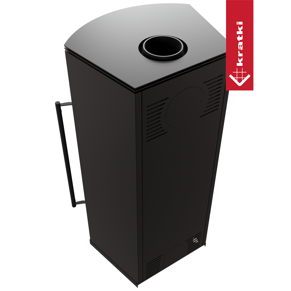 Kaminofen aus Stahl KRATKI TOFA Ø 150 8 kW schwarz Verkleidung