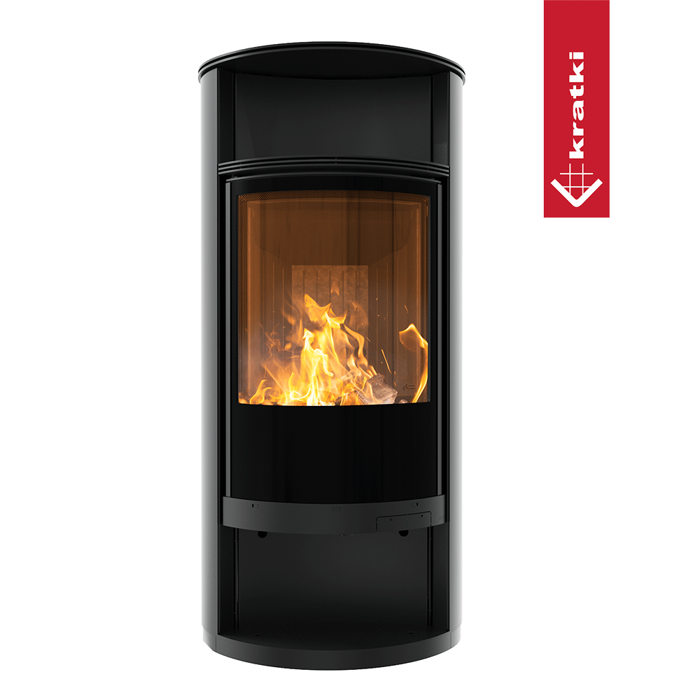 Kaminofen aus Stahl KRATKI RUNA Ø 150 8 kW schwarz Verkleidung