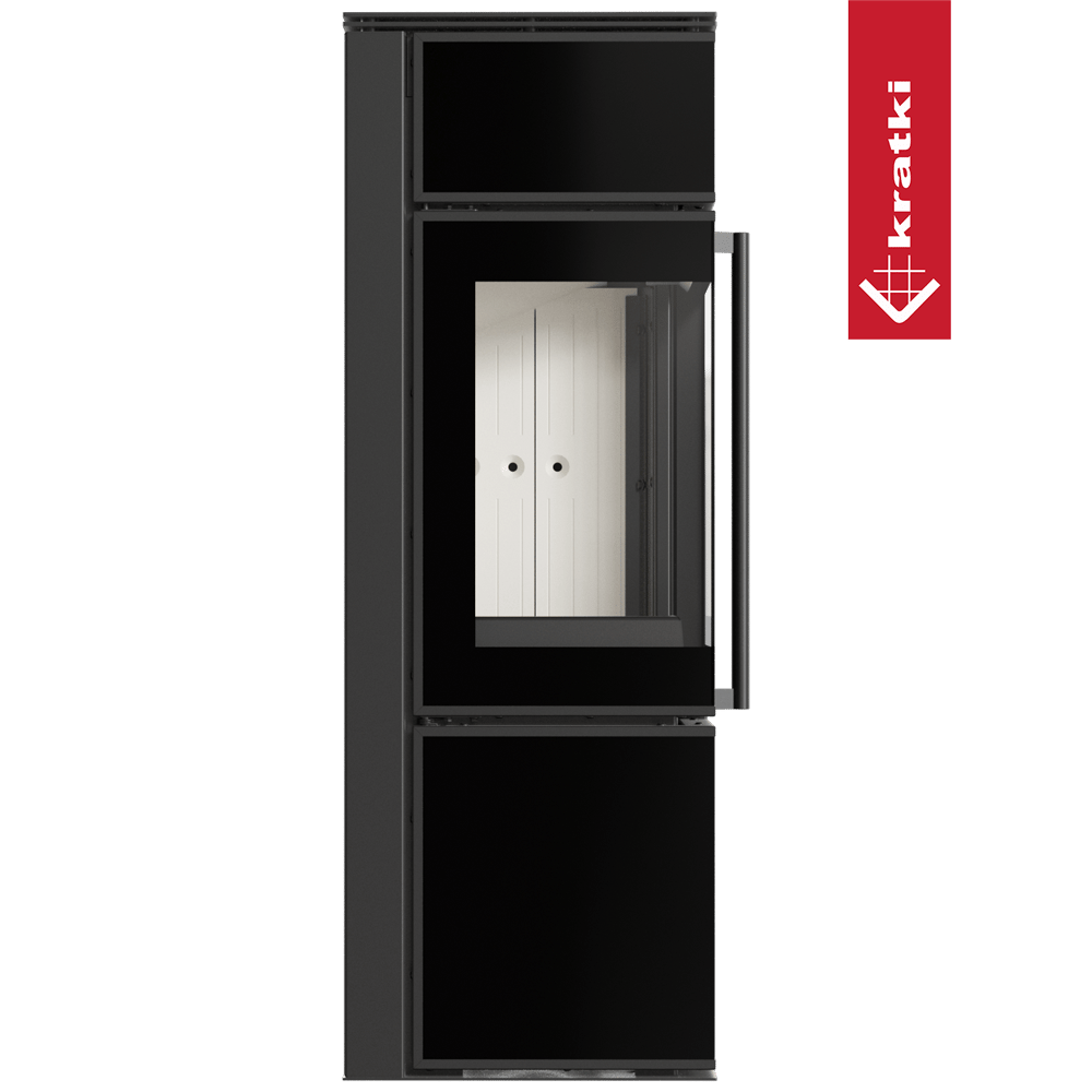 Kaminofen aus Stahl KRATKI TORA/S 8 kW Ø 150 Schwarzes Glaspaneel