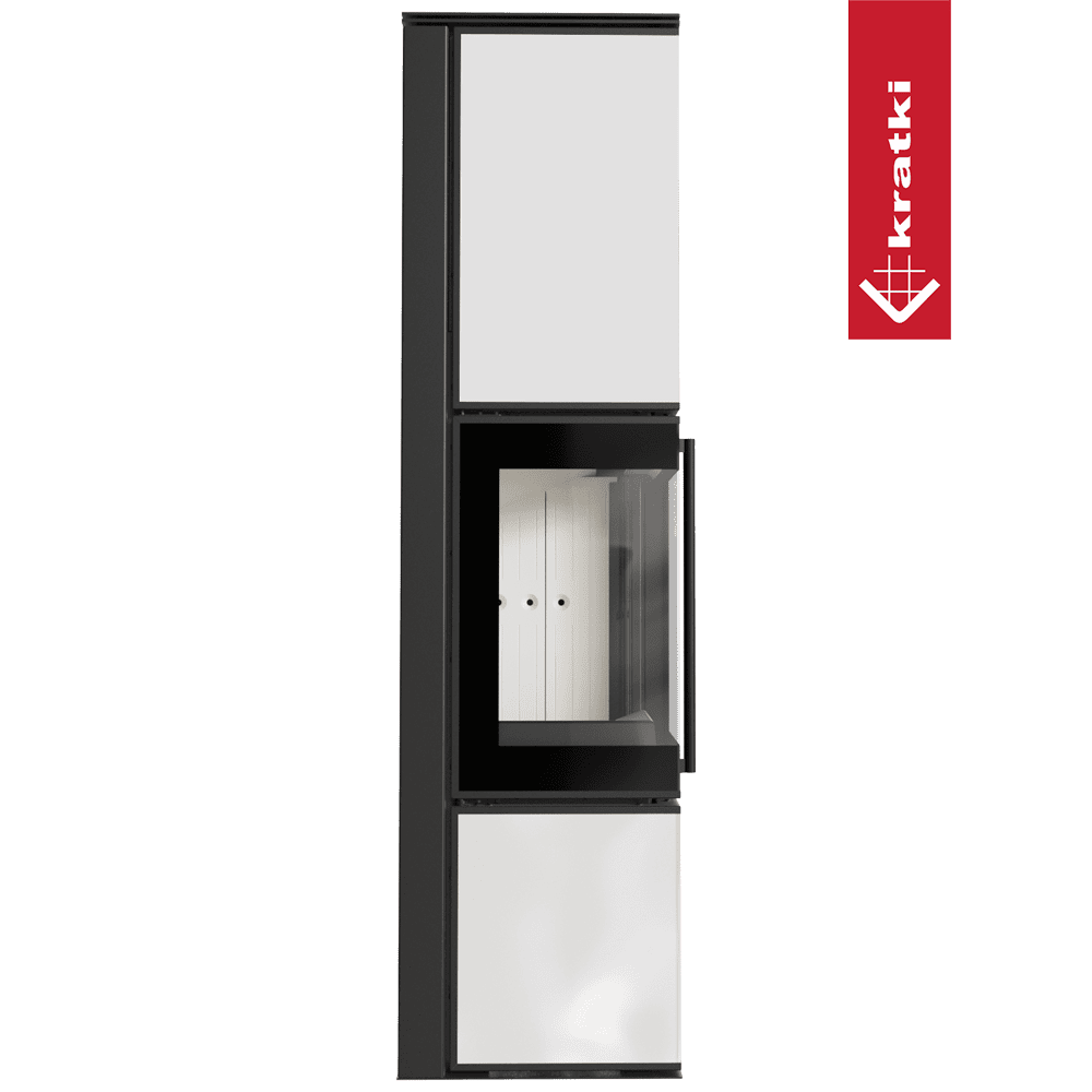 Kaminofen aus Stahl KRATKI TORA/L 8 kW Ø 150 Weißes Glaspaneel