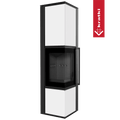 Kaminofen aus Stahl KRATKI TORA/L 8 kW Ø 150 Weißes Glaspaneel schwarz Verkleidung
