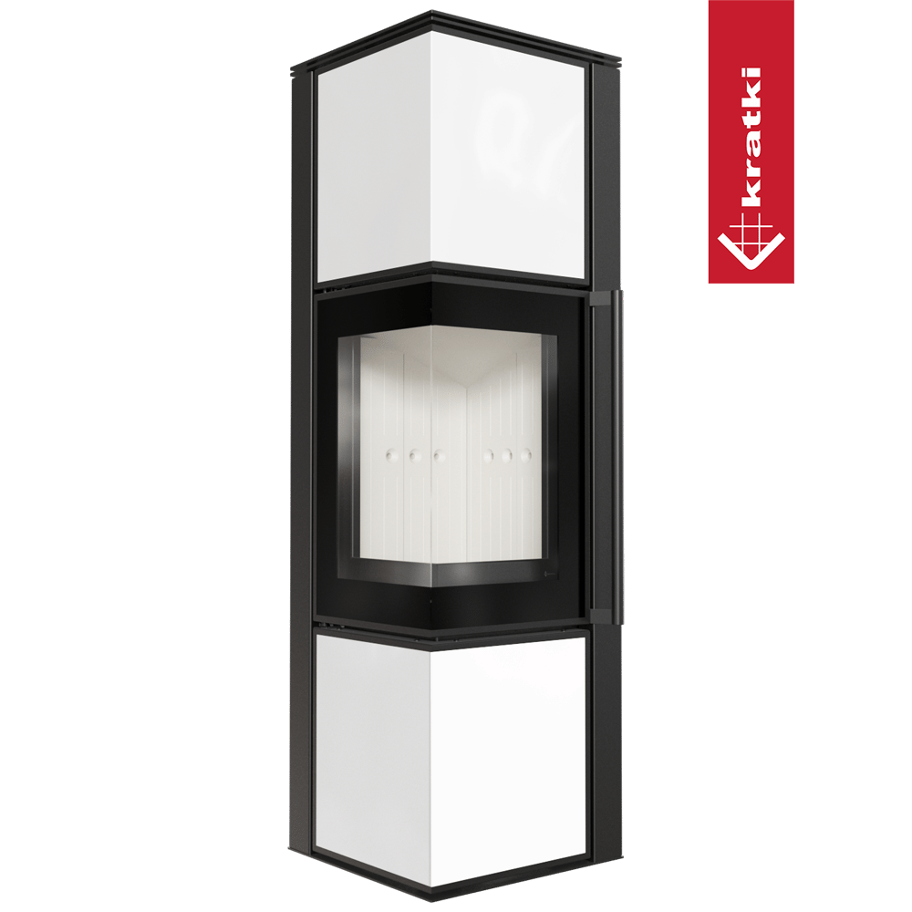 Kaminofen aus Stahl KRATKI TORA/M 8 kW Ø 150 Weißes Glaspaneel