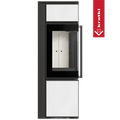 Kaminofen aus Stahl KRATKI TORA/S 8 kW Ø 150 Weißes Glaspaneel mit Türfeder