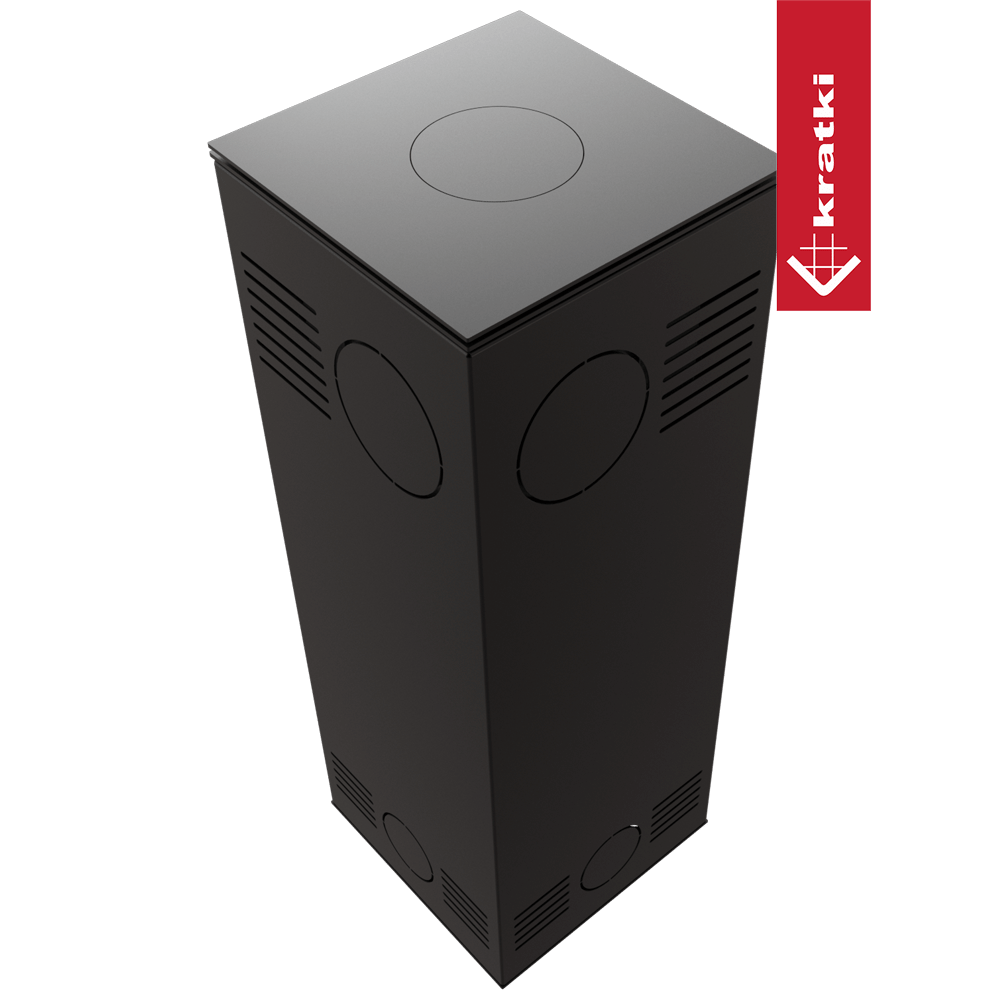Kaminofen aus Stahl KRATKI TORA/S 8 kW Ø 150 Weißes Glaspaneel mit Türfeder