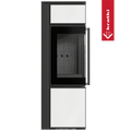 Kaminofen aus Stahl KRATKI TORA/S 8 kW Ø 150 Weißes Glaspaneel schwarz Verkleidung