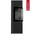 Kaminofen aus Stahl KRATKI TORA/S 8 kW Ø 150 Quarzsinter Nero Assoluto schwarz Verkleidung mit Türfeder