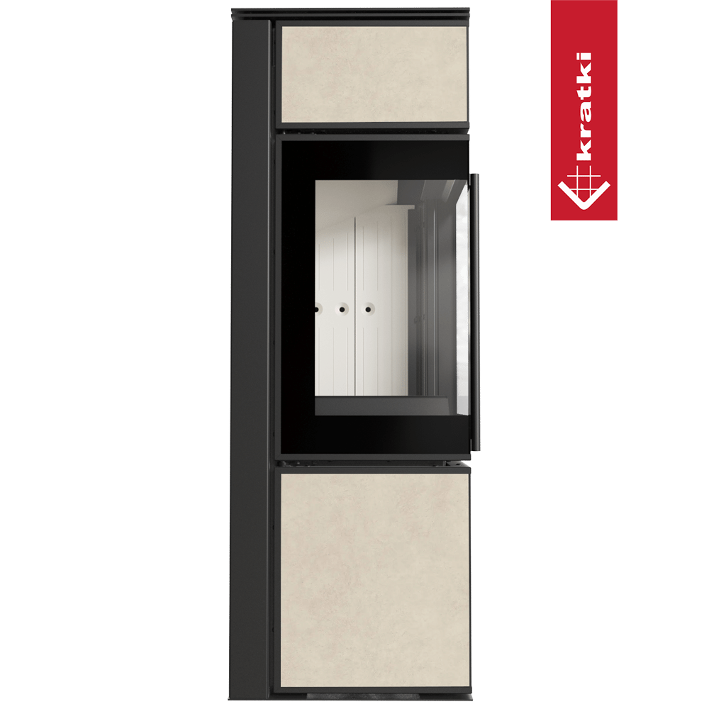 Kaminofen aus Stahl KRATKI TORA/S 8 kW Ø 150 Quarzsinter FOKOS SALE mit Türfeder